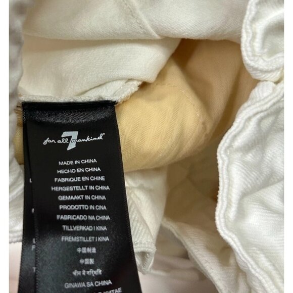 7 For All Mankind Paperbag Balloon White Cinched Waist Jeans Womens Sz 26 Denim - Picture 11 of 11